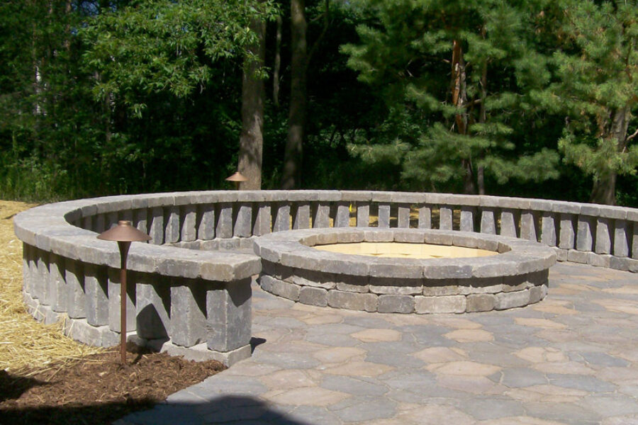 Balistered Seatwalls with Matching Firepit