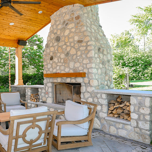 Custom Fireplace in Resort-Style Pavilion