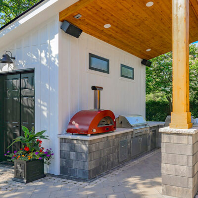 Outdoor Kitchen with Integrated Storage Shed