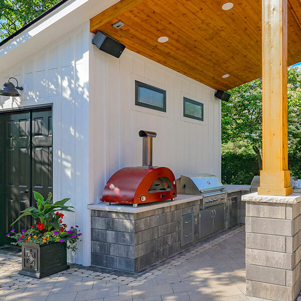 Outdoor Kitchen with Integrated Storage Shed