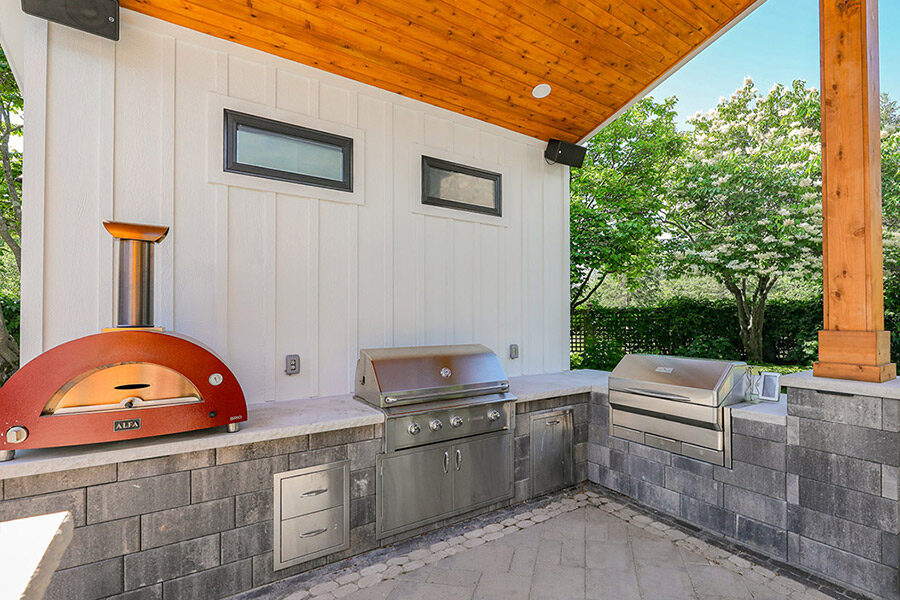 Outdoor Kitchen with Integrated Storage Shed