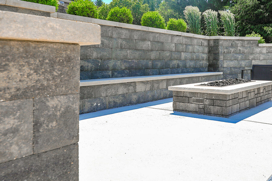 Majestic Stone Seating Built into Retaining Wall