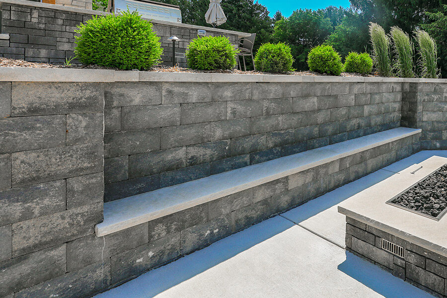 Majestic Stone Seating Built into Retaining Wall