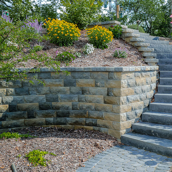 Elegant Curving Stairway to Lower Patio